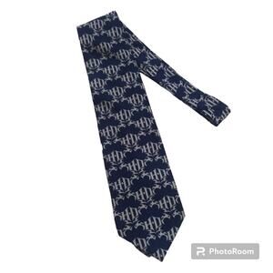 Harley Davidson Blue Silver Tattoo Tribal Print Silk Tie Motto Novelty